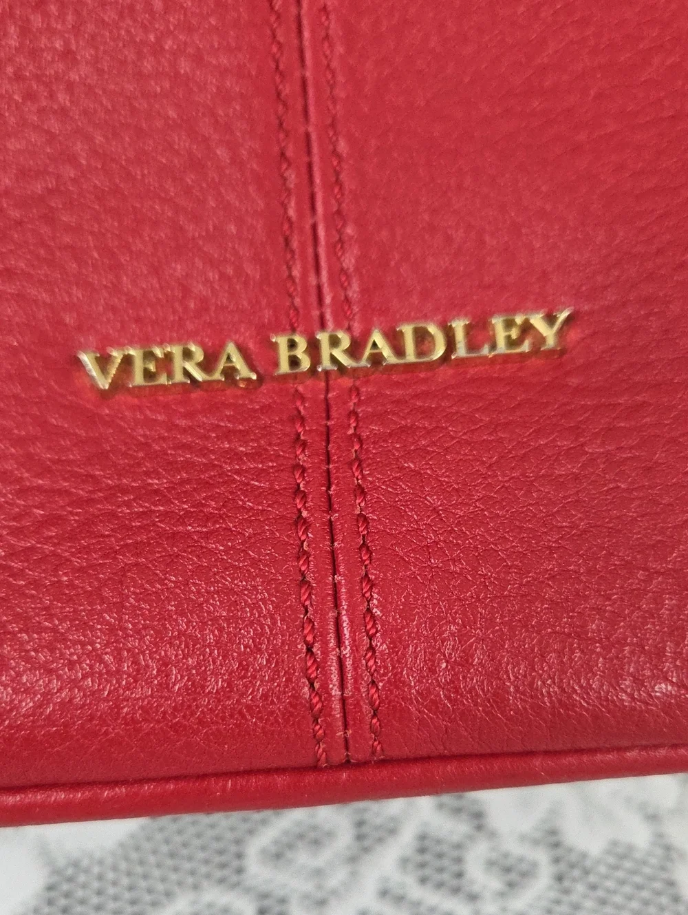 Vera Bradley Alexa Red Pebbled Leather Crossbody Shoulder Bag Adjustable Strap